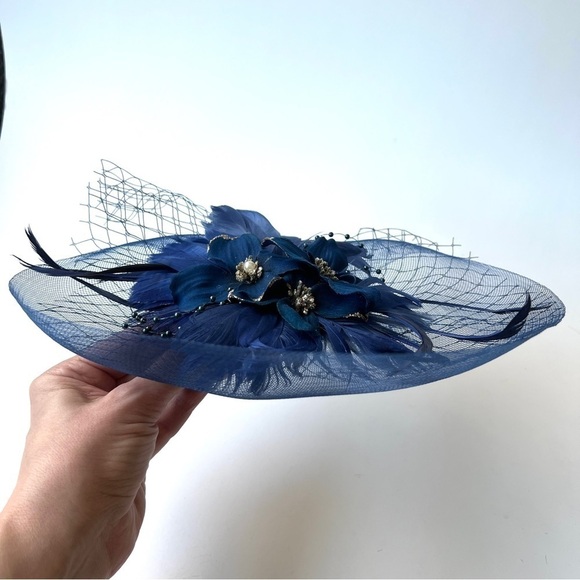 Vintage Fascinator Derby Hat Hair  Accessory 1950s 1960s Feather Hair Flower - Picture 8 of 8